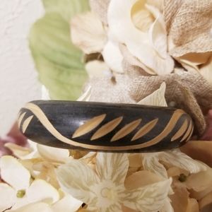 Wooden Carved Bangle Bracelet